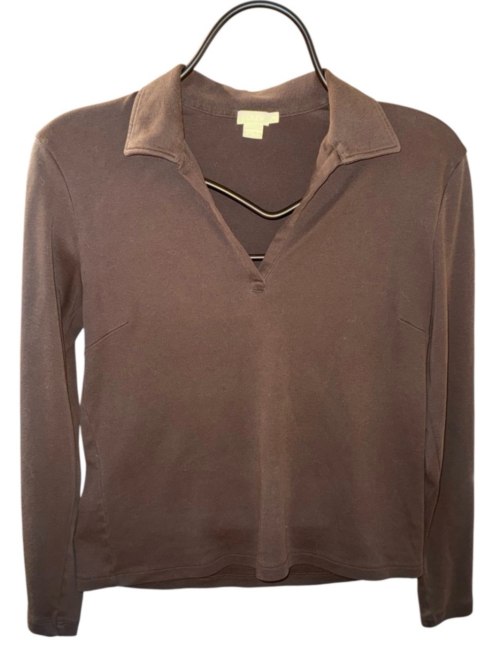 J. Crew Brown V-Neck Polo-Style Sweater